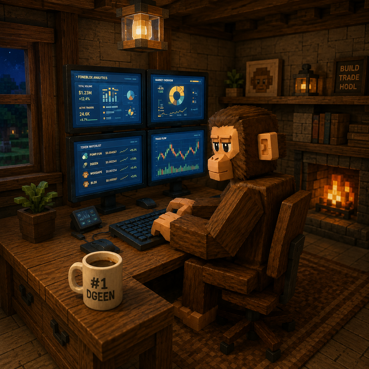 FoneBlox trading at a monitor setup