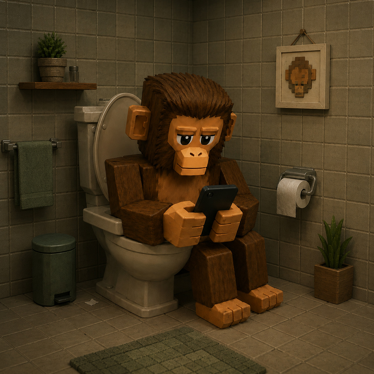 FoneBlox scrolling on a toilet