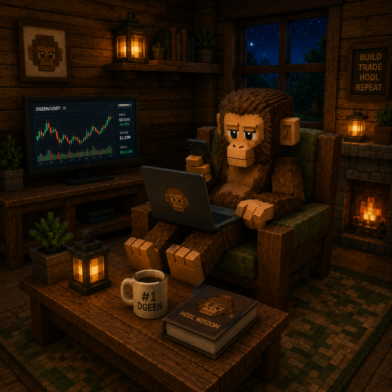FoneBlox watching charts from an armchair